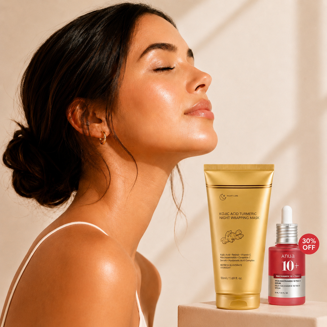 Kit Mascarilla Nocturna de Cúrcuma + Sérum de Niacinamida | 100 Unidades.