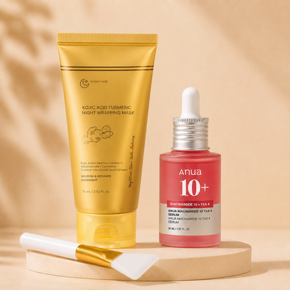 Kit Mascarilla Nocturna de Cúrcuma + Sérum de Niacinamida | 100 Unidades.
