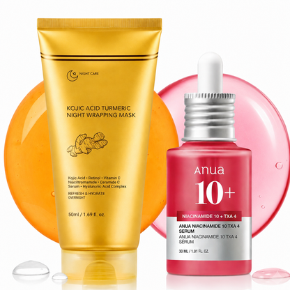 Kit Mascarilla Nocturna de Cúrcuma + Sérum de Niacinamida | 100 Unidades.