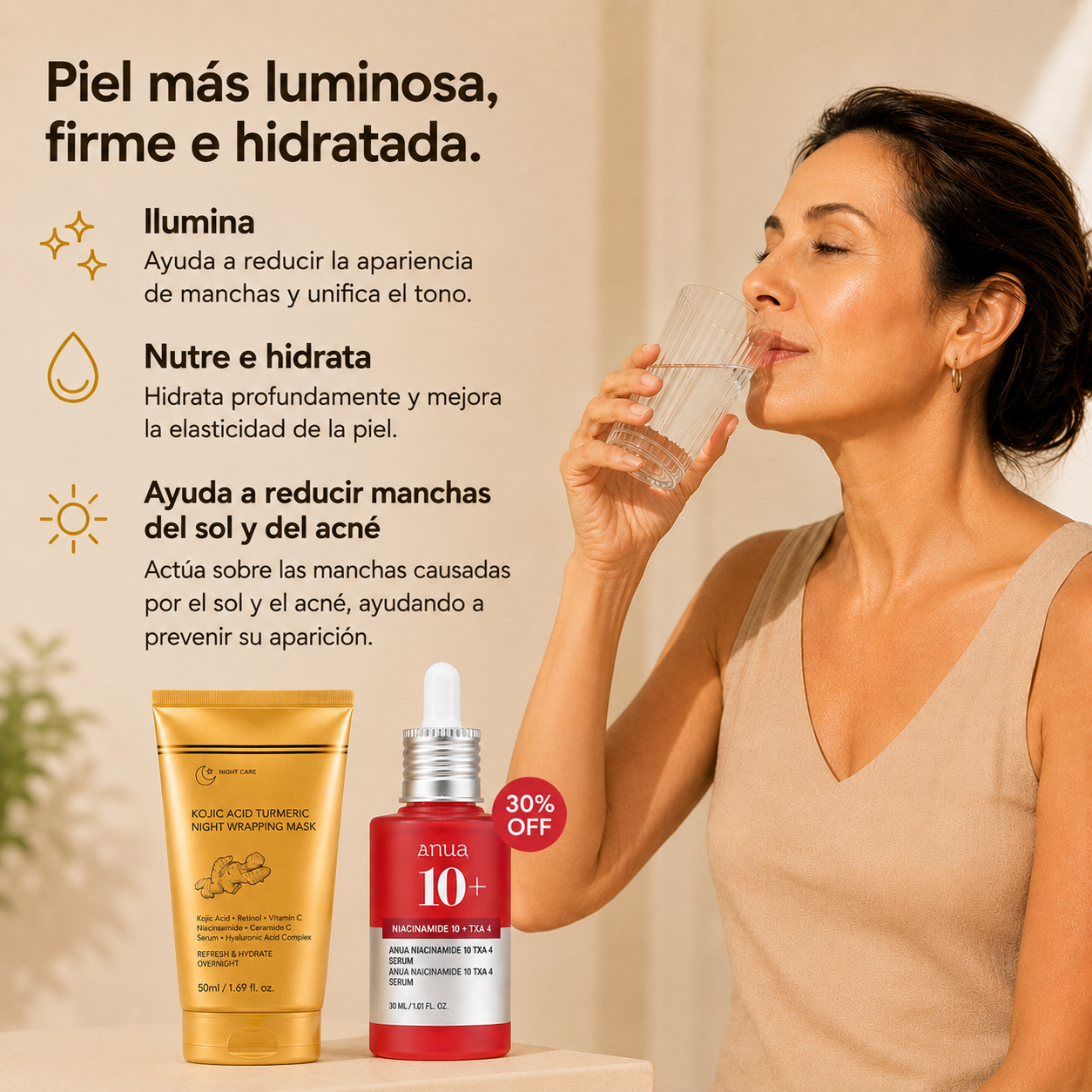 Kit Mascarilla Nocturna de Cúrcuma + Sérum de Niacinamida | 100 Unidades.