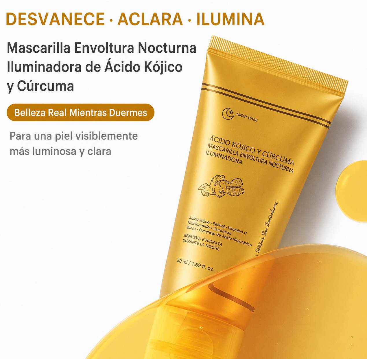 Kit Mascarilla Nocturna de Cúrcuma + Sérum de Niacinamida | 100 Unidades.